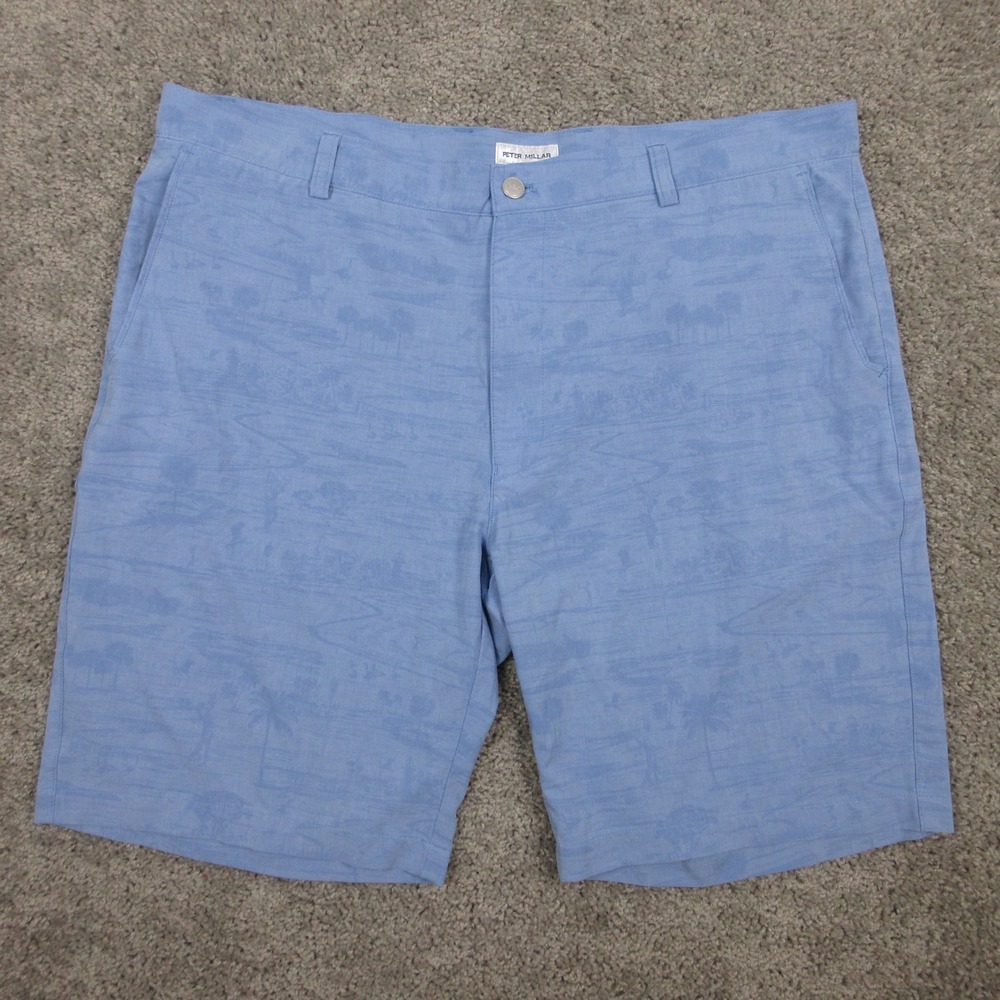 Peter Millar Shorts Mens 40 Blue Camouflage Shackleford Performance Hybrid Golf
